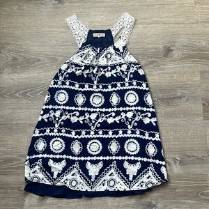 ALTAR’D STATE Blue & White Lace Strap Floral Patterned Dress